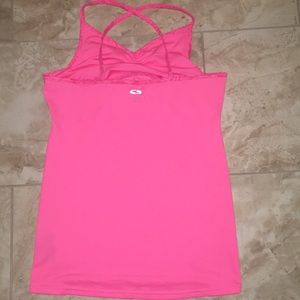 Pink crisscross spaghetti strap exercise top